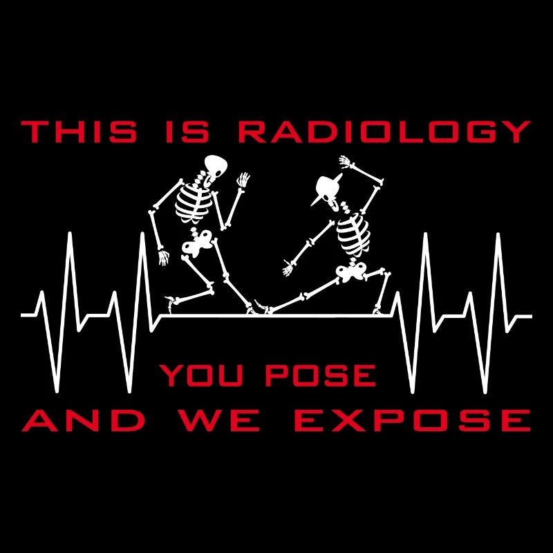 Radiology dancing skeletons on cardiogram