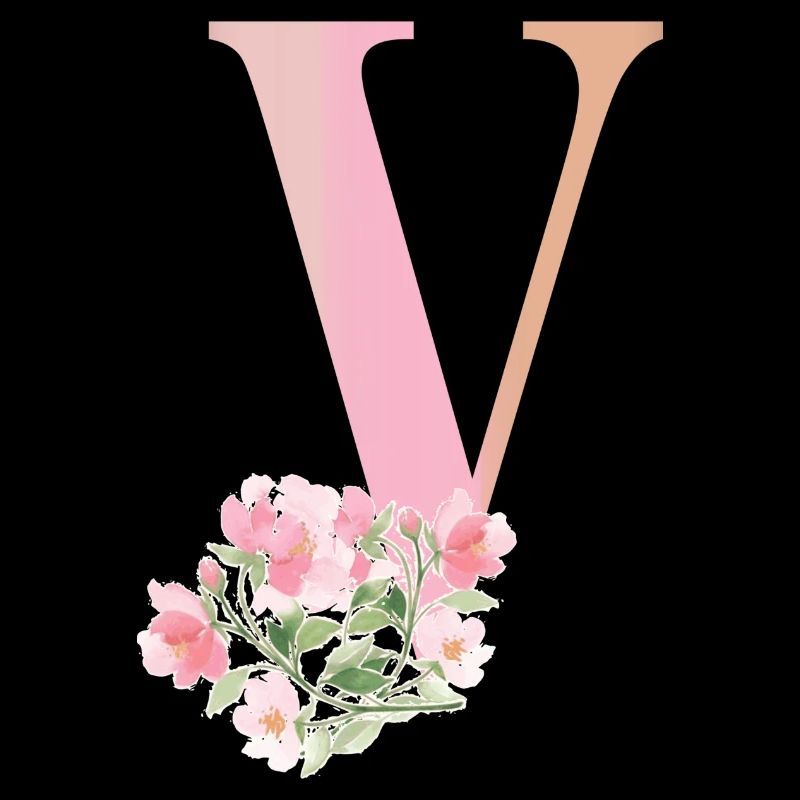 Lettre V avec des fleurs