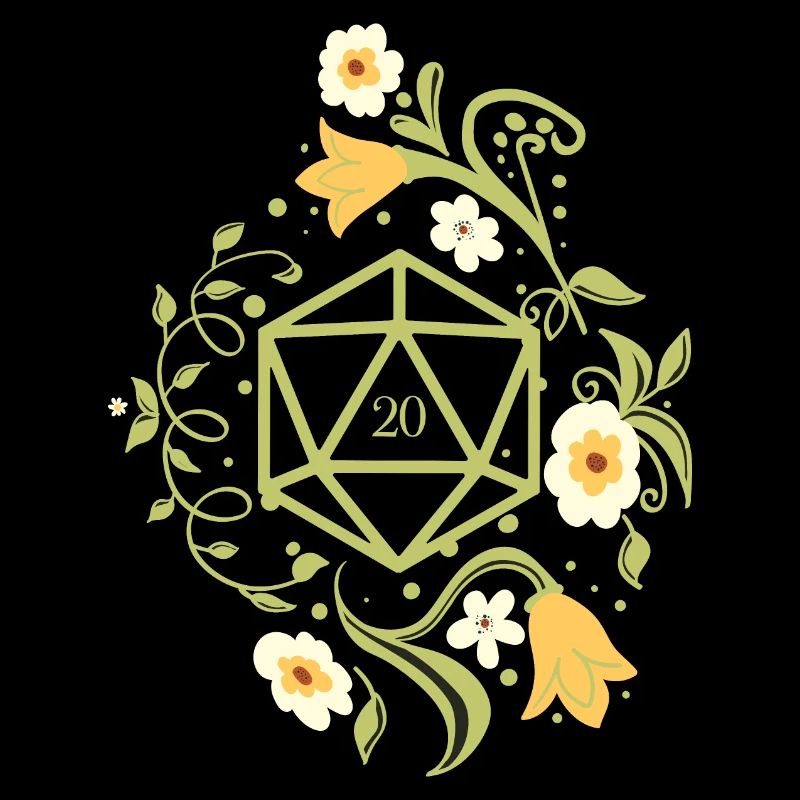 Druid D20 Dice Plants and Flowers Tabletop RPG