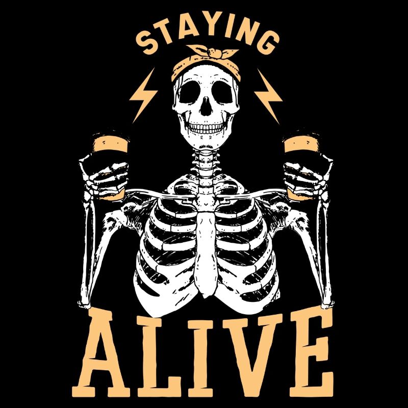 Halloween Skeleton Coffee Staying Alive