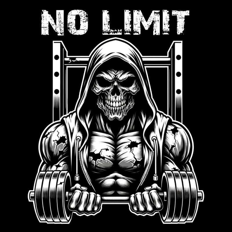 Crâne de musculation No Limit Workout avec haltère