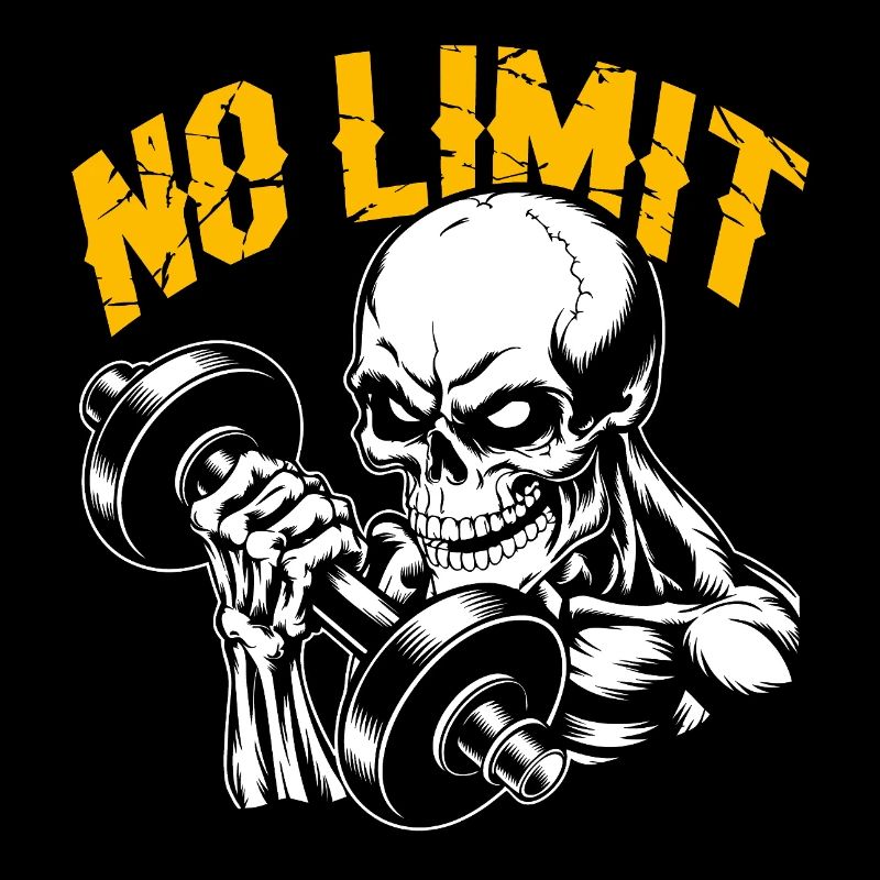 Crâne de musculation No Limit Workout avec haltère