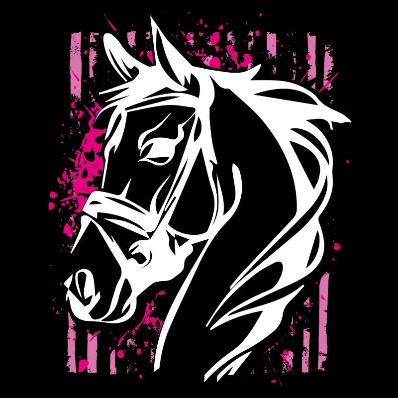 Cheval de style graffiti avec éclaboussure de couleur rose