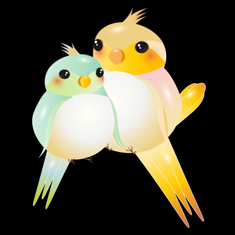 Deux canaris arrondis de style kawaii