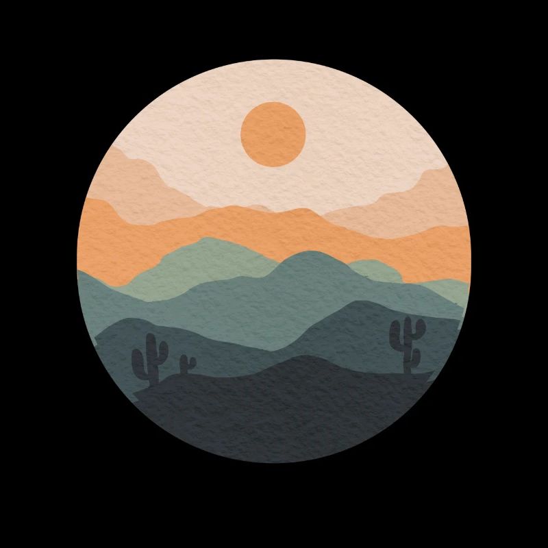 Pastel desert sunset circle