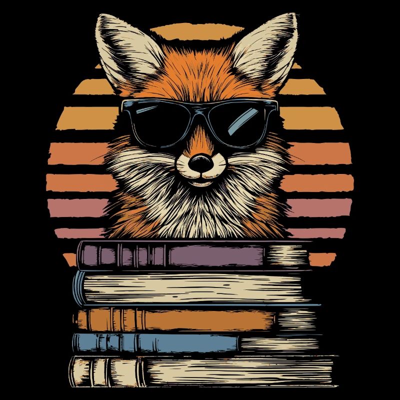 Fox with sunglasses and books