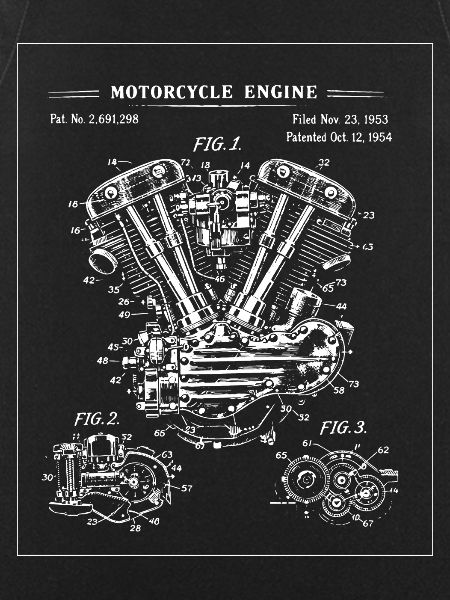 V-Twin Engine Blueprint Illustration