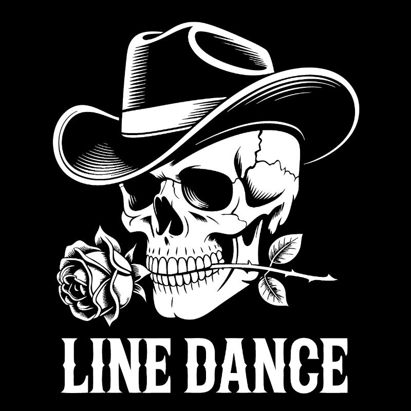 Line Dance Skull with Rose