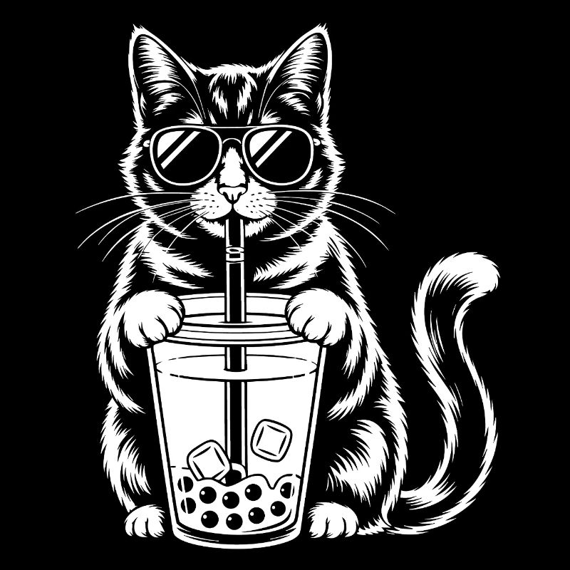 Cat with bubble tea