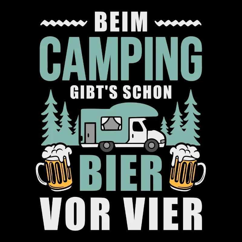 Camping Bier vor vier Wohnmobil Camper