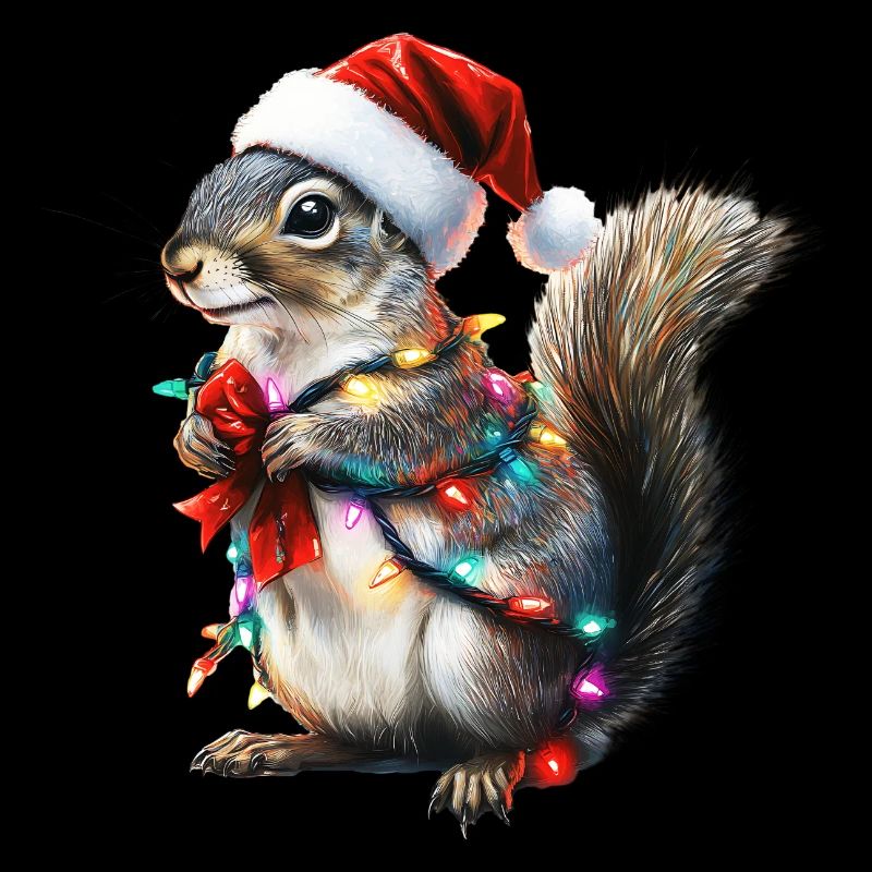 Écureuil aux guirlandes lumineuses - Pull de Noël
