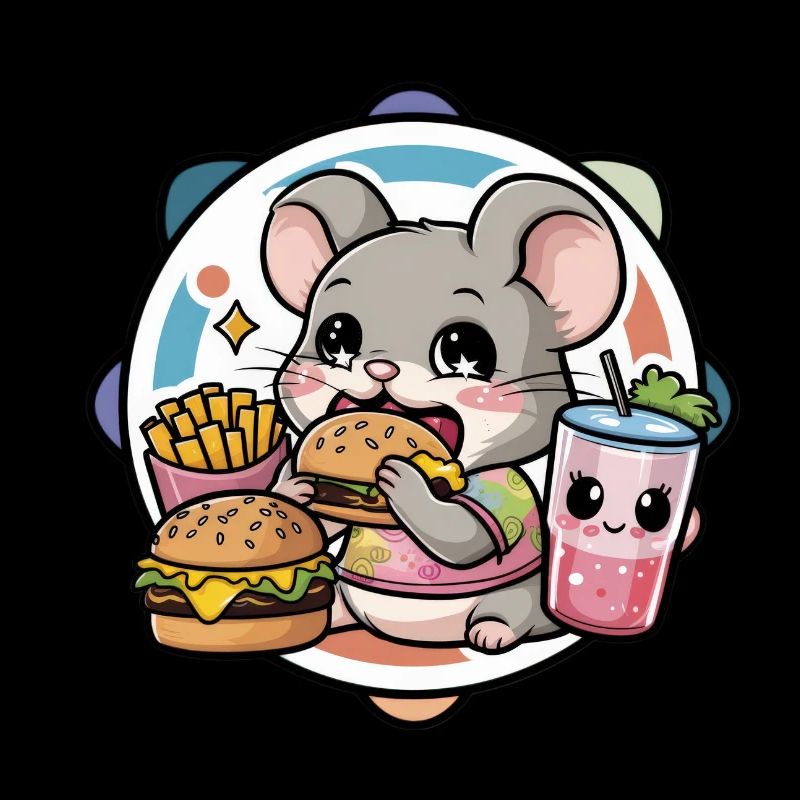 Kawaii Mouse Adore la restauration rapide
