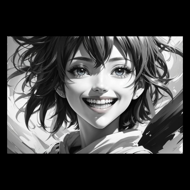 DreamShaper crazy smile black white