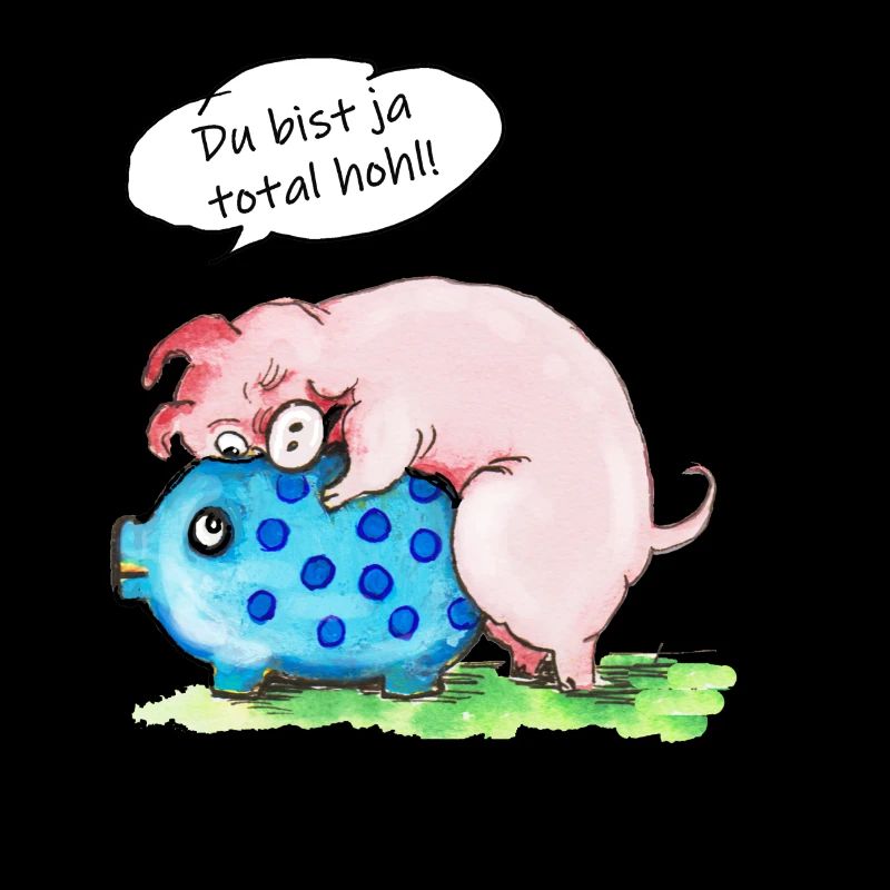 schwein mit leerem Sparschwein: du bist total hohl