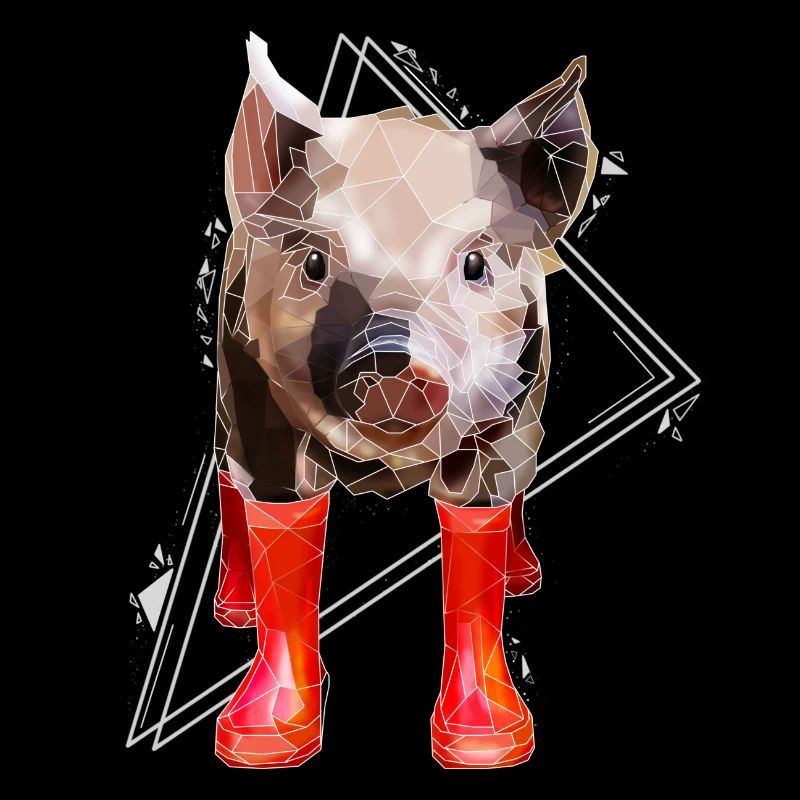 Low Poly Art: Chemise Pig Fun et bottes en caoutchouc