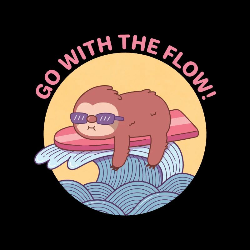 Go With The Flow, Sloth Chilling On Surfboard