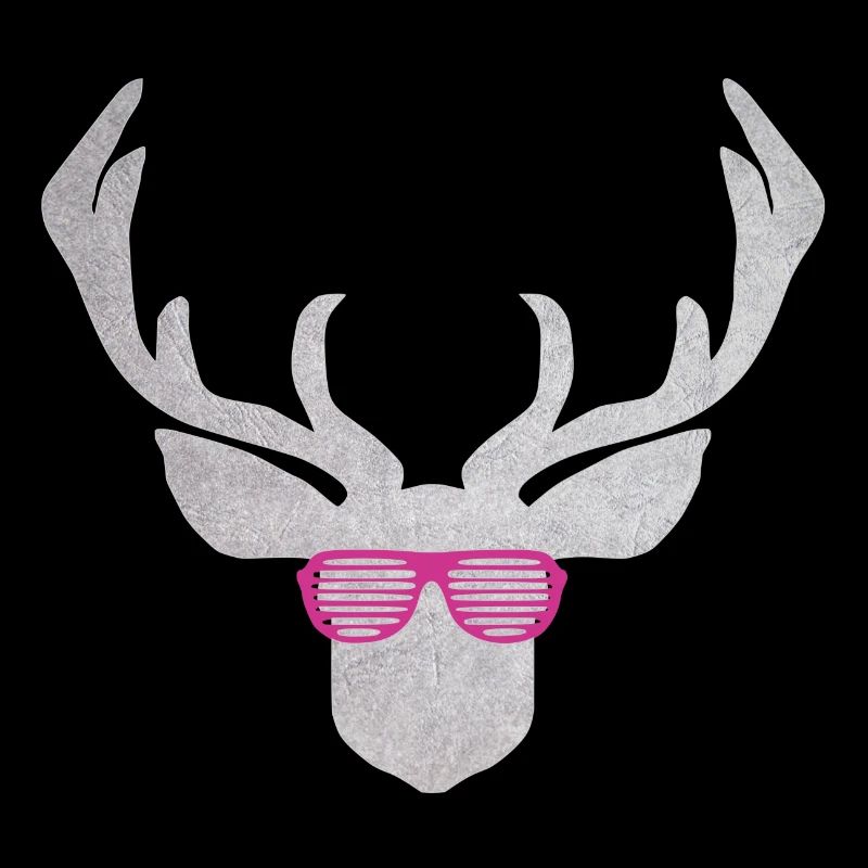 Hirsch mit pinker Brille in silber Farbener Textur