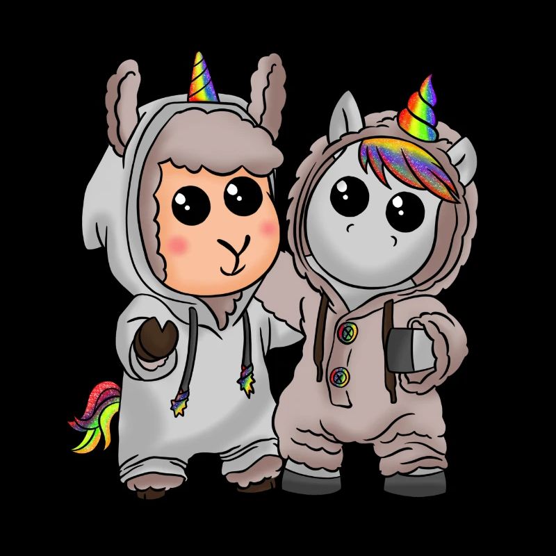 Coole Beste Freunde im Partnerlook Schaf Einhorn