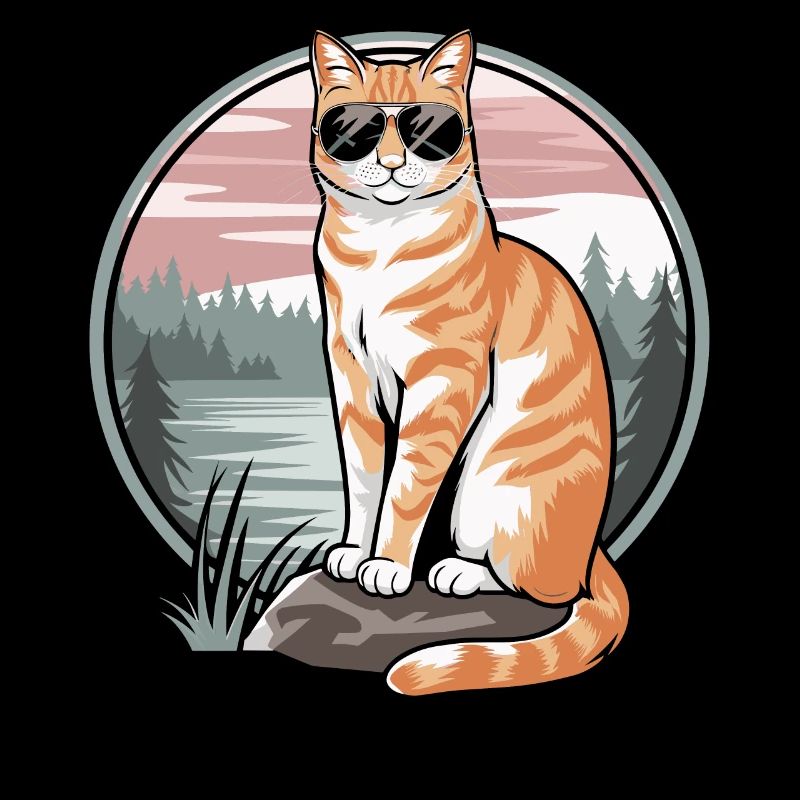 chat tigré orange avec lunettes de soleil