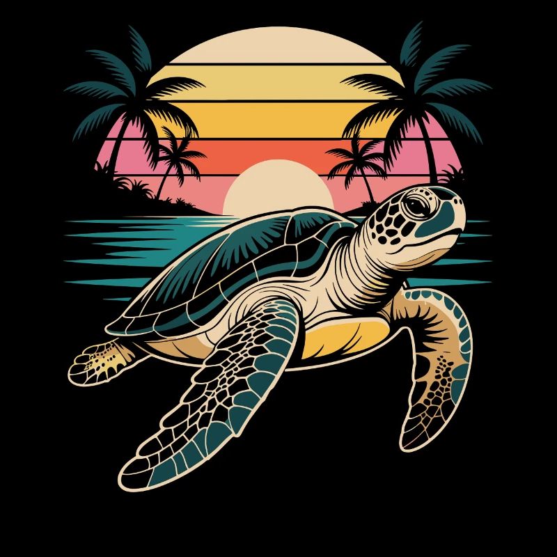 Turtle Sunset Sea