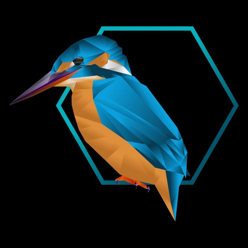 Martin-pêcheur / oiseau low poly