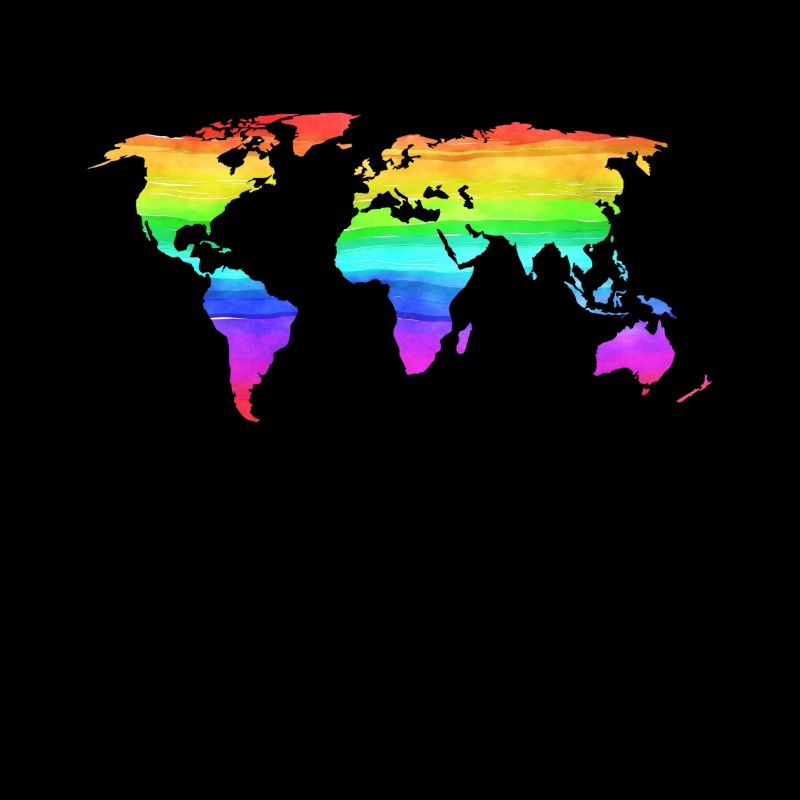 Weltkarte Bunt Regenbogenfarben Farbig