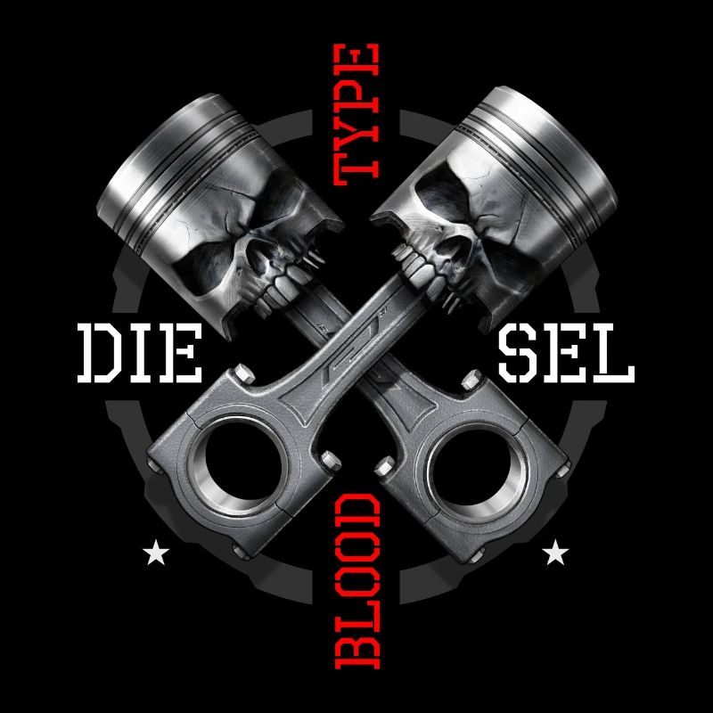 Skull blood diesel engine piston