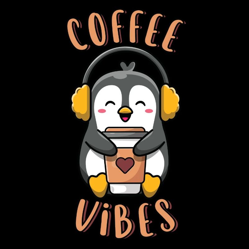 Coffee Vibes Drôle Pingouin mignon tenant du café