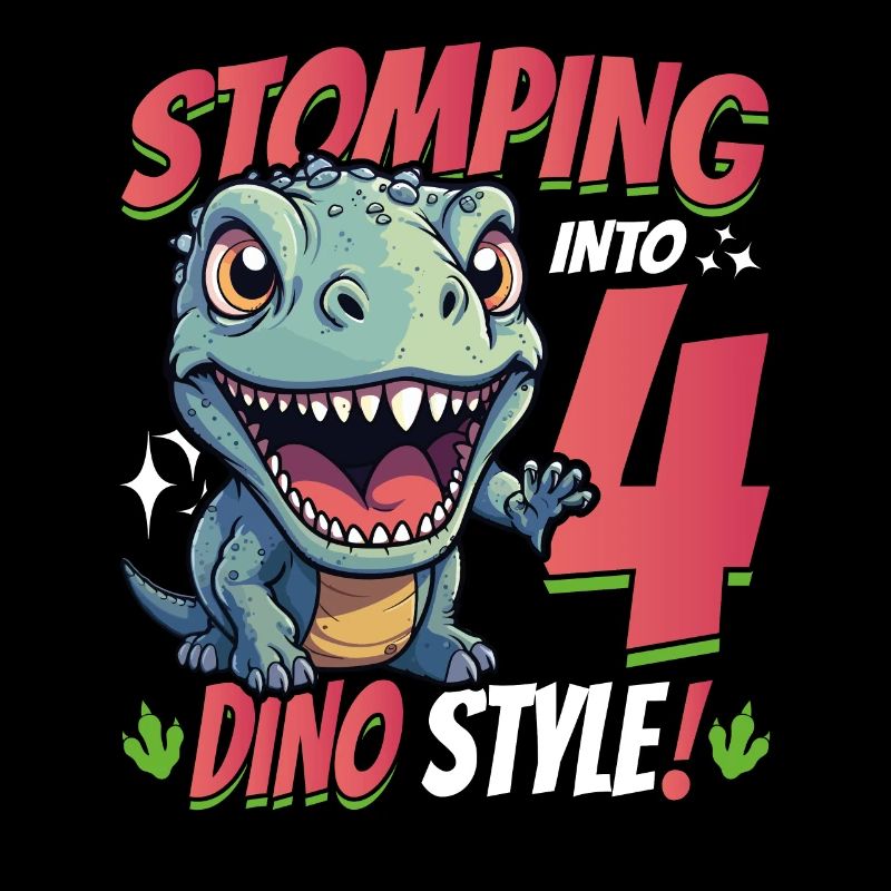 T-Rex Turning 4 Stomping into 4th Dino Style Bday