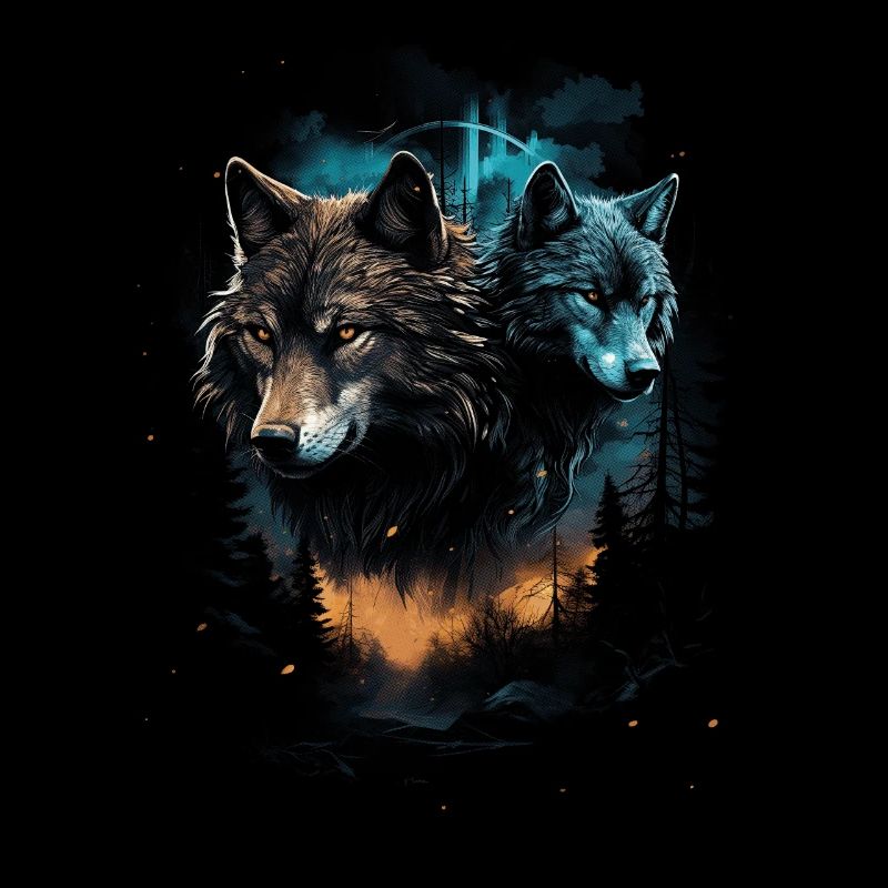 Dunkle Kunst Wolf Wald Mythisch