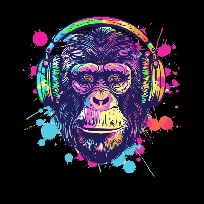 Monkey With Headphones Women's Decoration Men's Gift