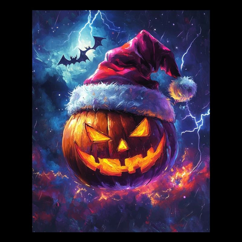 Halloween Gift Pumpkin with Santa Hat Decoration