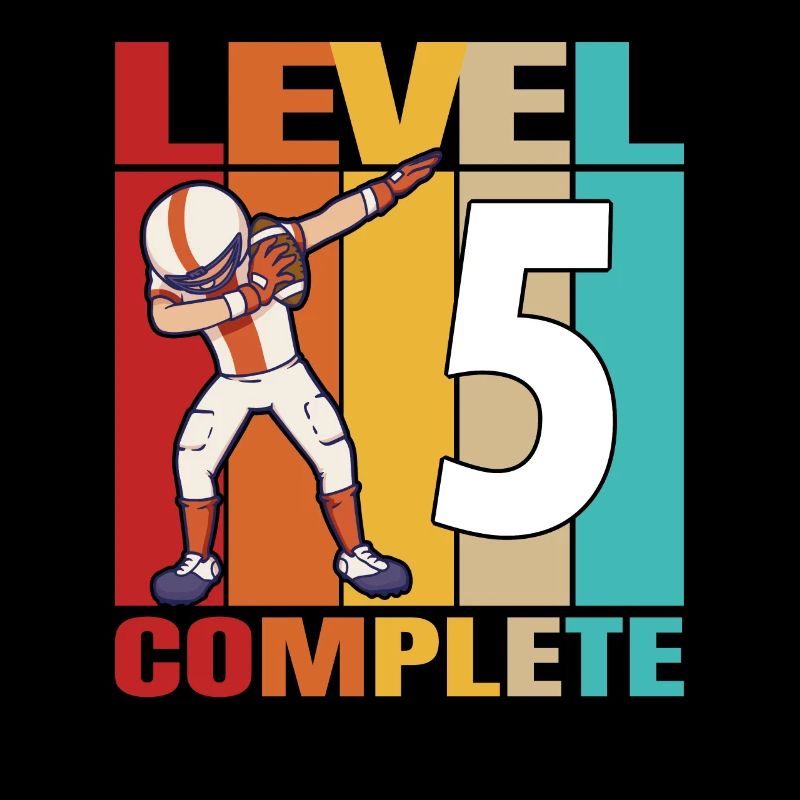 5th Football Birthday Level 5 Complete 5 Years Old