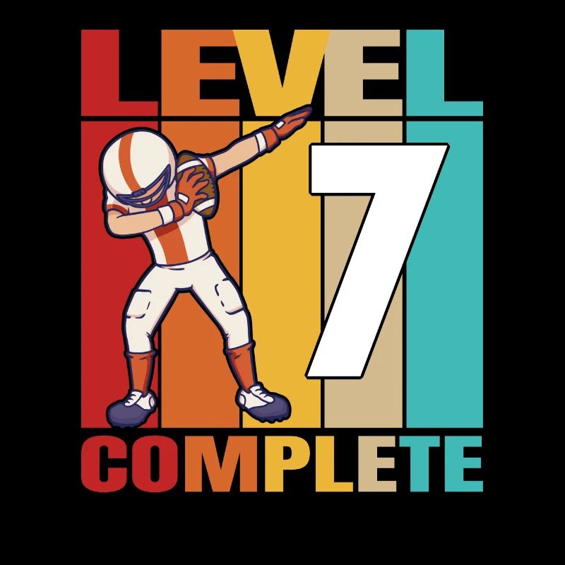 7th Football Birthday Level 7 Complete 7 Years Old