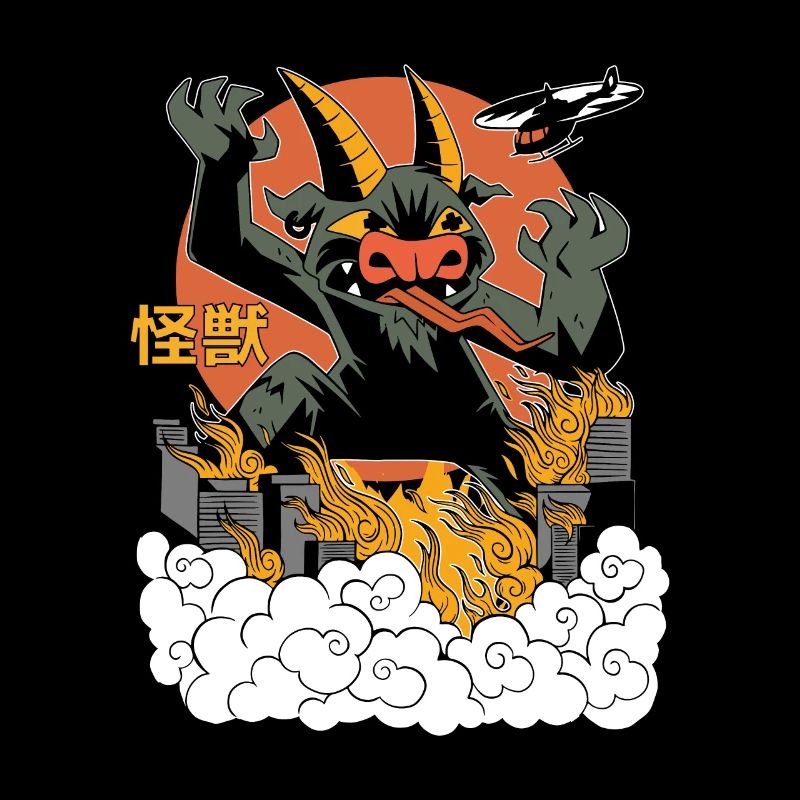 Dragon Géant Coucher de Soleil Japonais