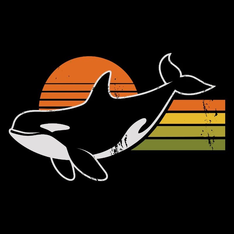 Vintage Orca Créatures de la mer Baleine de mer Orque
