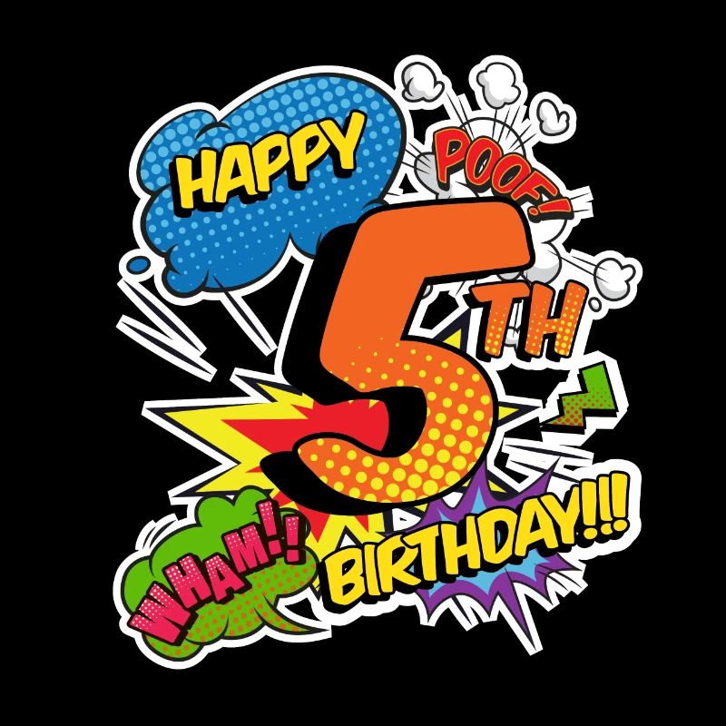 5th Birthday Young Comic Style Superheroes