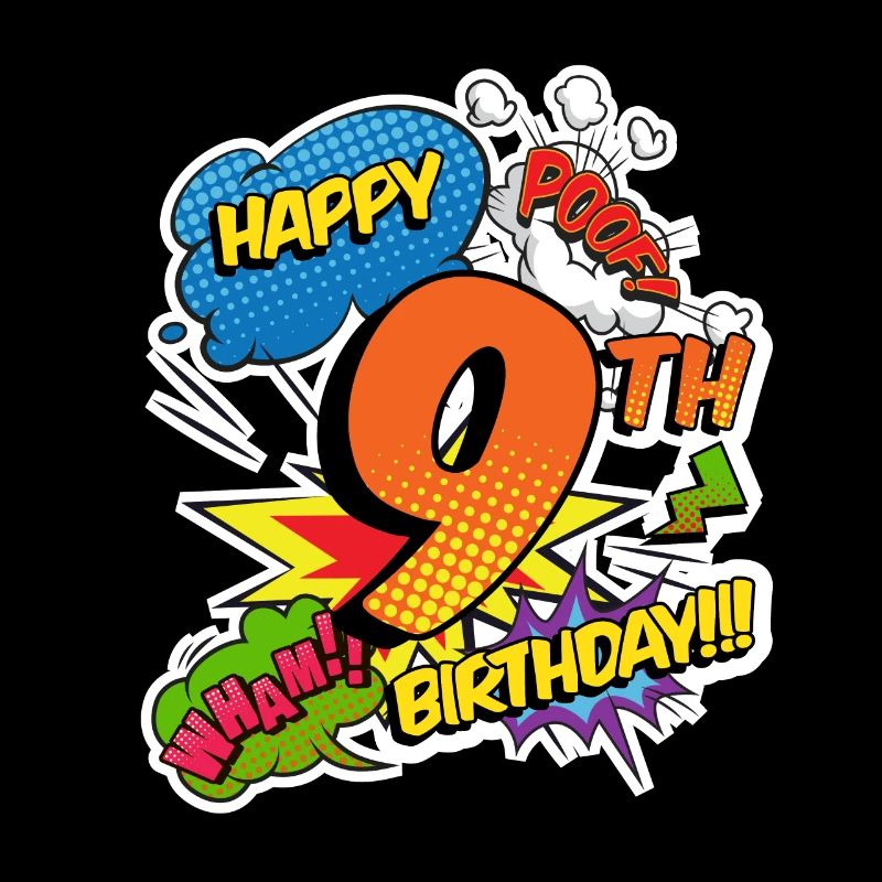 9th Birthday Young Comic Style Superheroes