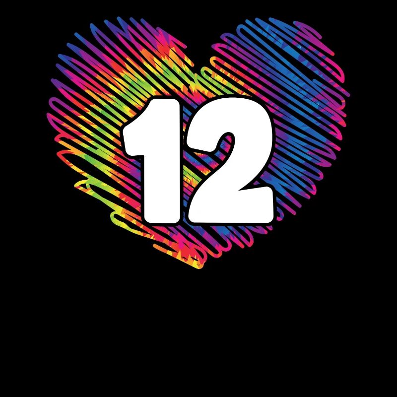 12e anniversaire Heart Tie Dye | Tie Dye sur le thème