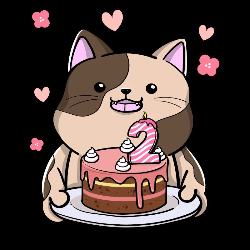 Le chat potelé tient un gâteau d’anniversaire 2.