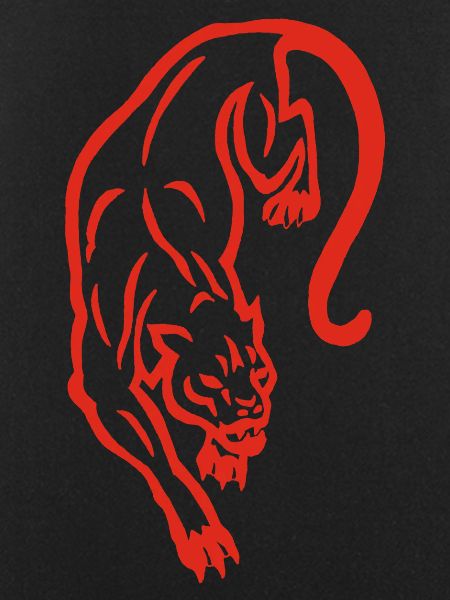 Red panther silhouette