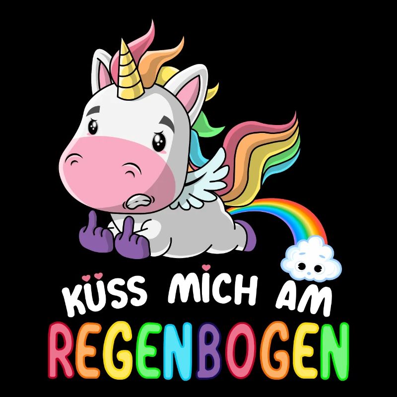 Süßes Einhorn | Küss mich am Regenbogen