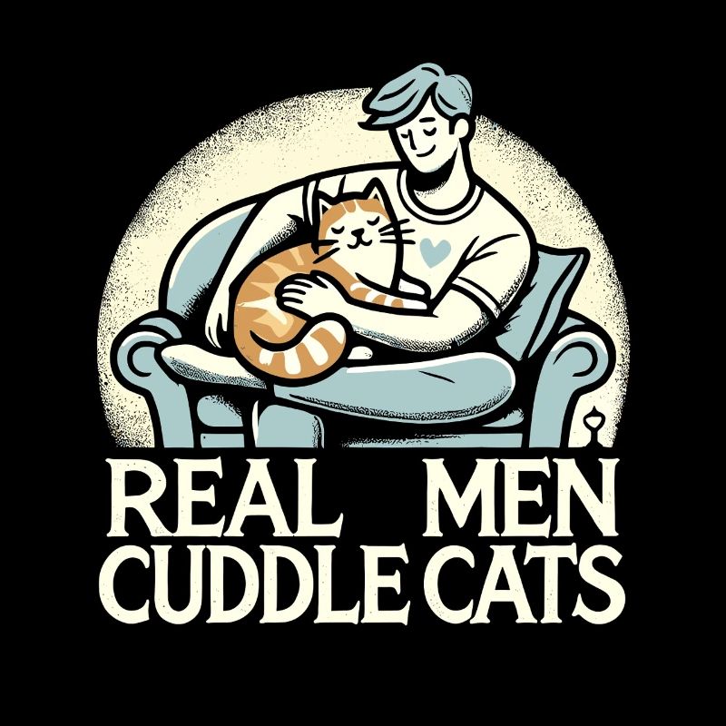 Echte Männer kuscheln mit Katzen