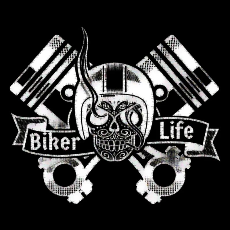 Biker Life Piston Skull Moto