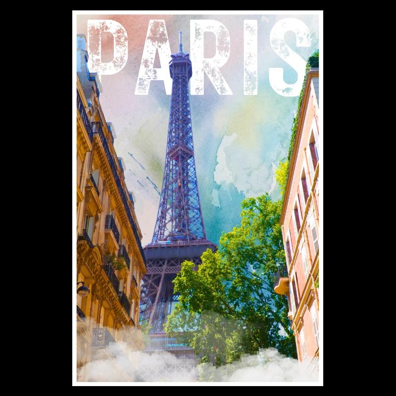 Paris Vintage Reiseposter mit Eiffelturm