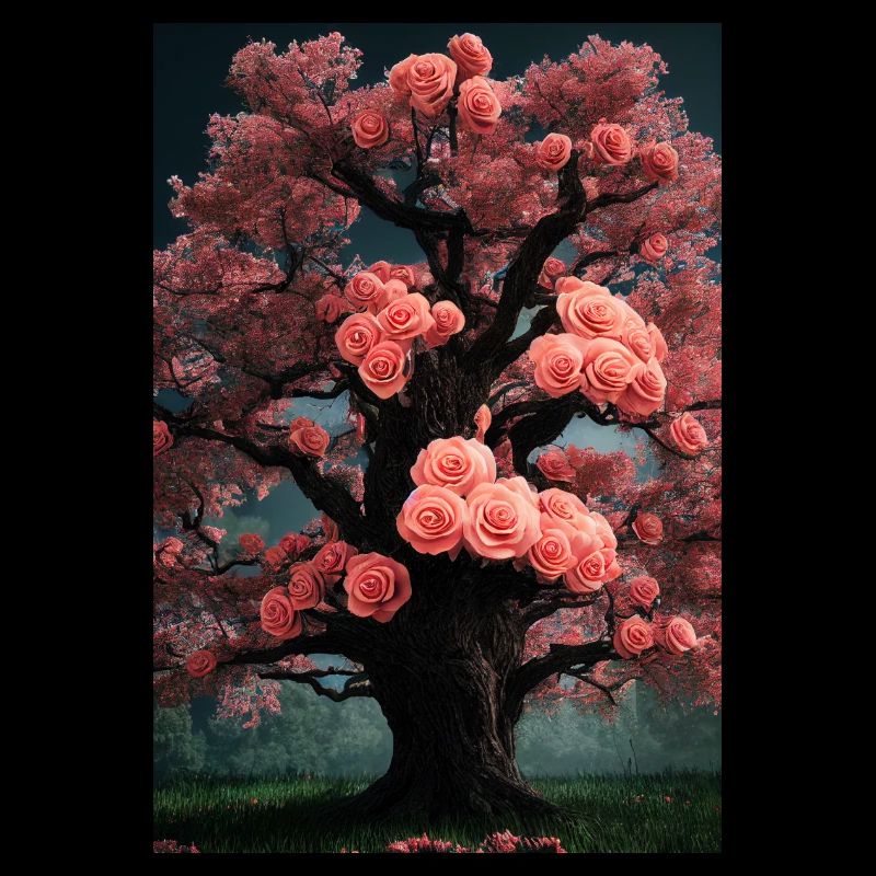 Tree with rose leaves