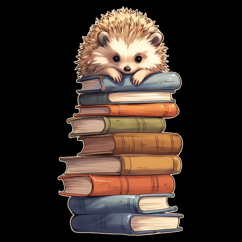 Hedgehog on stack of books