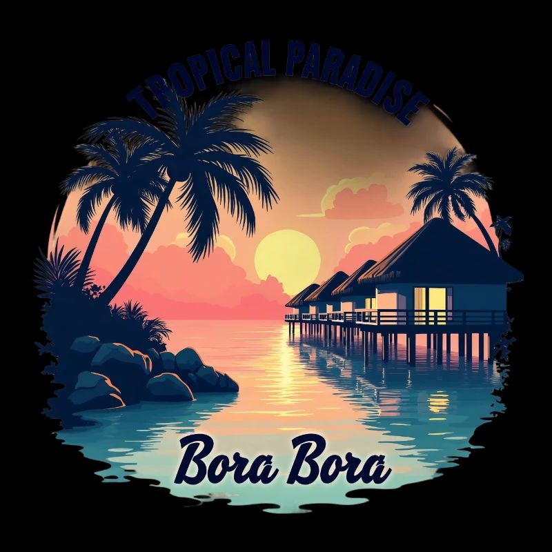 Paradis tropical Bora Bora Coucher de soleil sur la plage