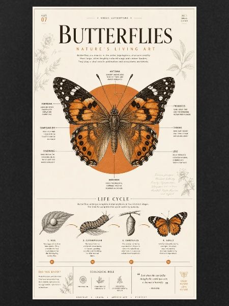 Butterfly Art Poster Nature Cycle