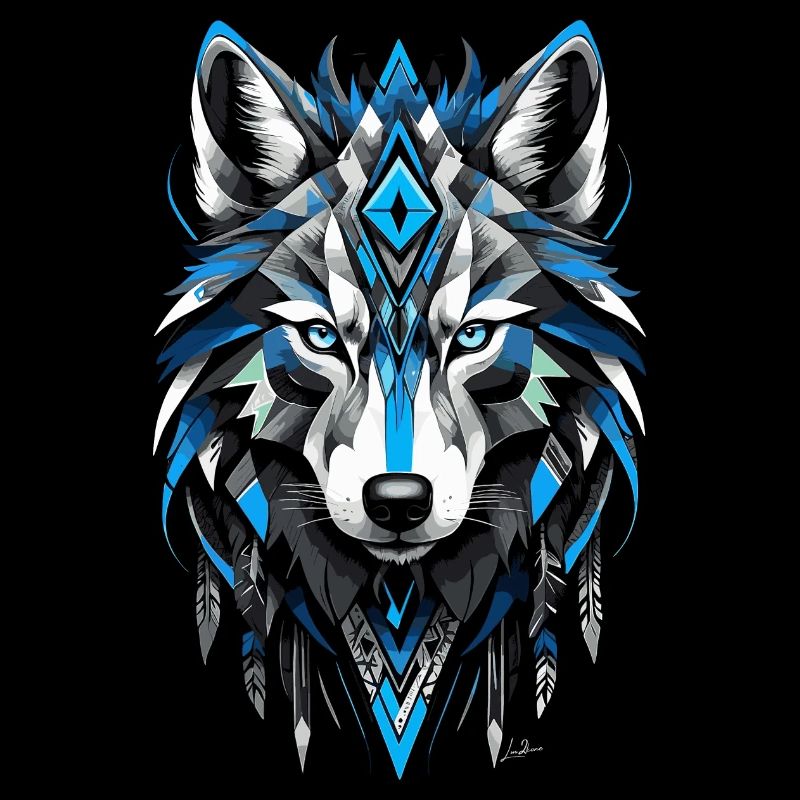 Blue Geometric Wolf